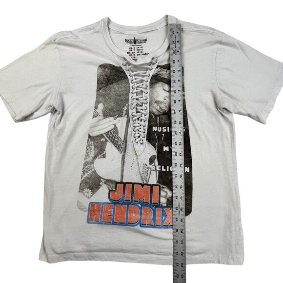 Jimi Hendrix T-shirt  Small Lace Up Short Sleeve Graphic Rockin Artwork White - Picture 11 of 11